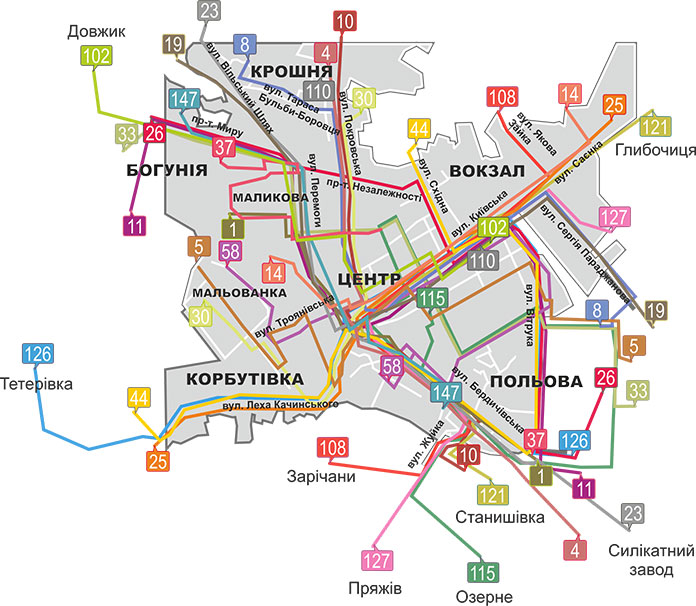 Карта руху маршрутів