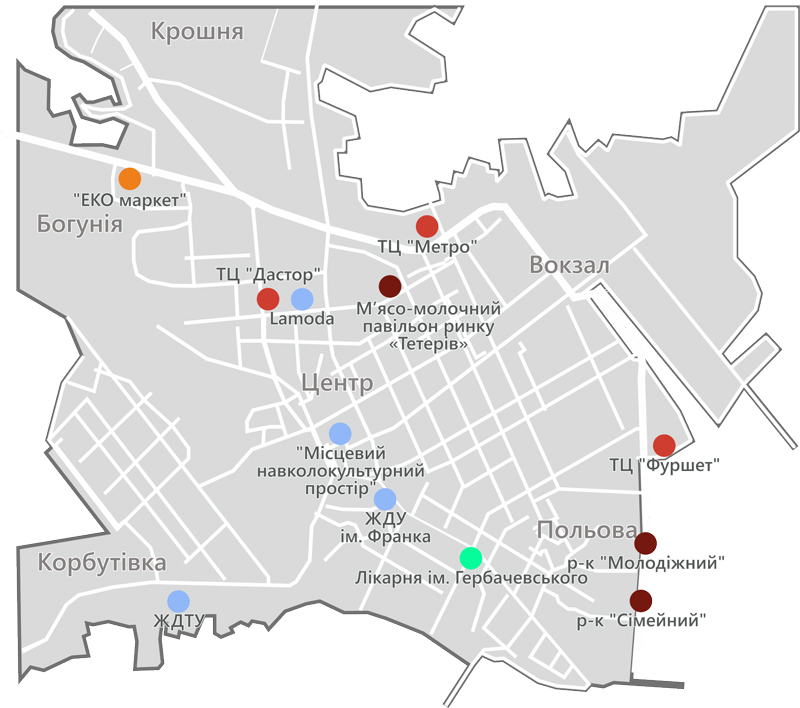 Карта розташування пілларсів